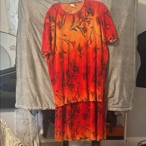 Floral Red and Orange Dress